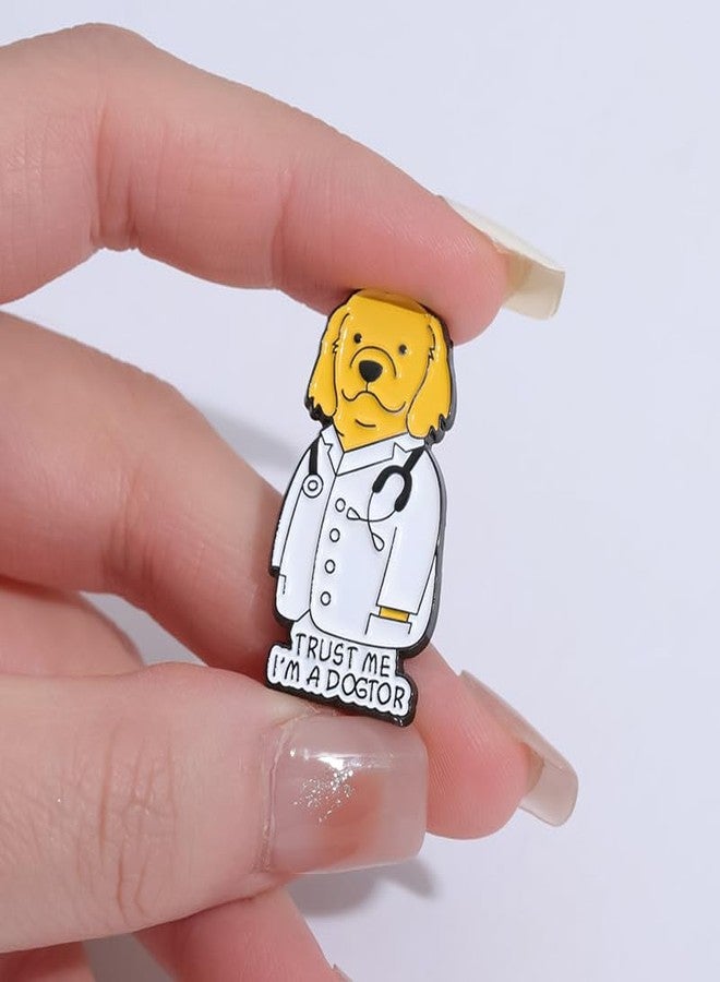 Cykdohy Creative Dog Doctor Brooch Enamel Pin ''TRUST ME I'M A DOGTOR'' Novelty Funny Animal Ducktor Lapel Pins Cute Cartoon Yellow Puppy Brooches Backpacks Jackets Badge Clothing Accessories for Women - Image 4